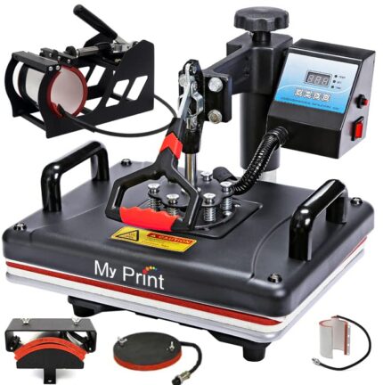 MY PRINT | Heat Press 5 in 1 Digital Multi Functional | DTF PRINTING | Sublimation Printing | Vinyl Printing Machine for T-Shirts (Any Flat Product), with Cap Press, Plate Press, Mug Press, with extra Mug Attachment | 12x15 Inch | for Business Supplies